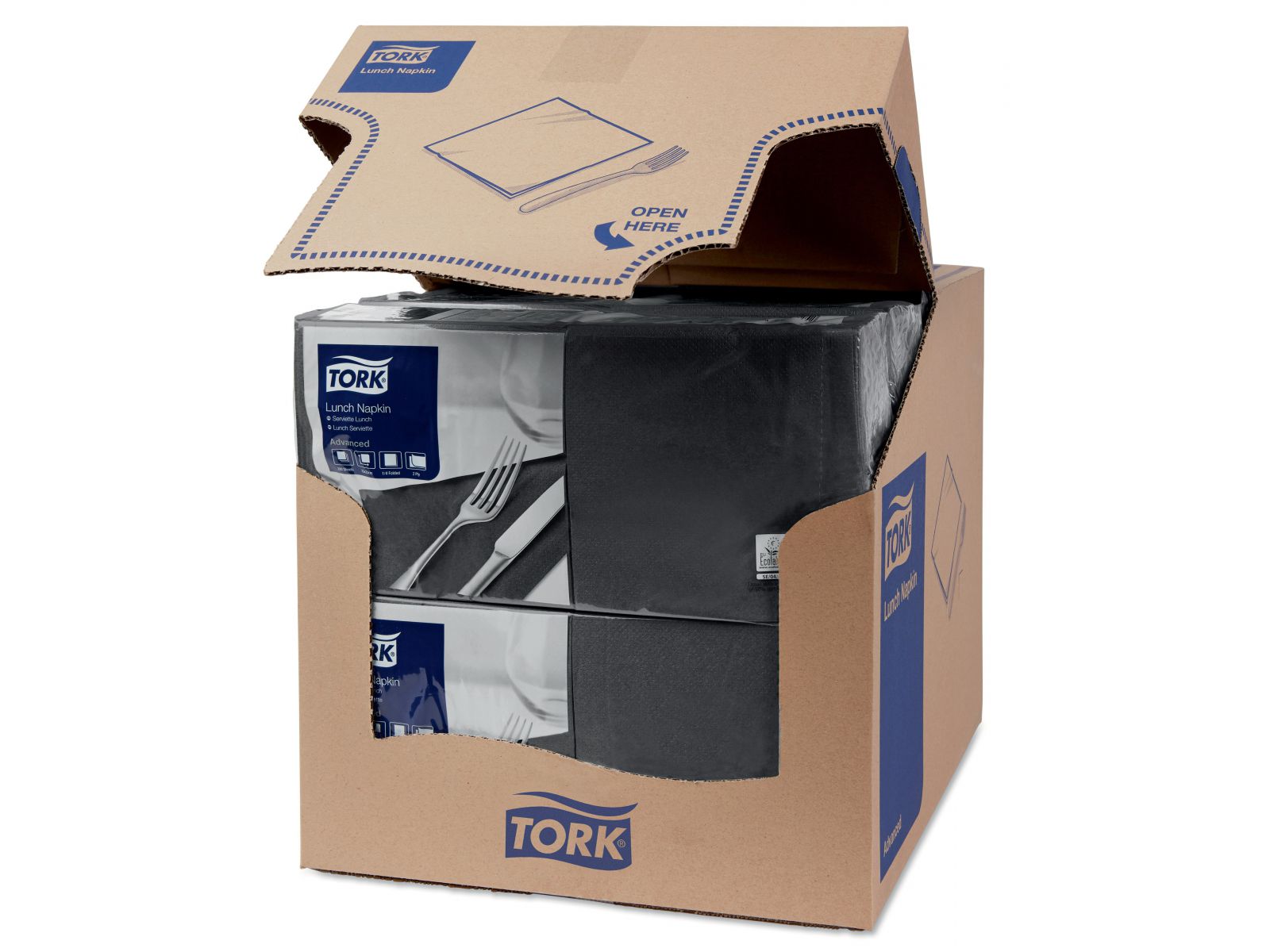 Serwetki Tork 33x33 477148 Czarne Karton 2000 serwetek (10 x 200) Składana 1/4